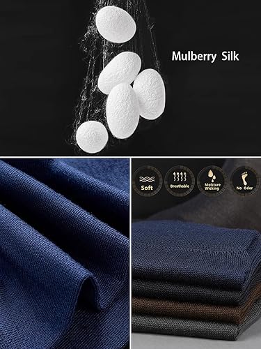 Miniatura 4 de Lonxu Calcetines de seda para hombre, calcetines de vestir para hombre, transpirables (3, 5 pares), calcetines de cuello redondo, regalo para