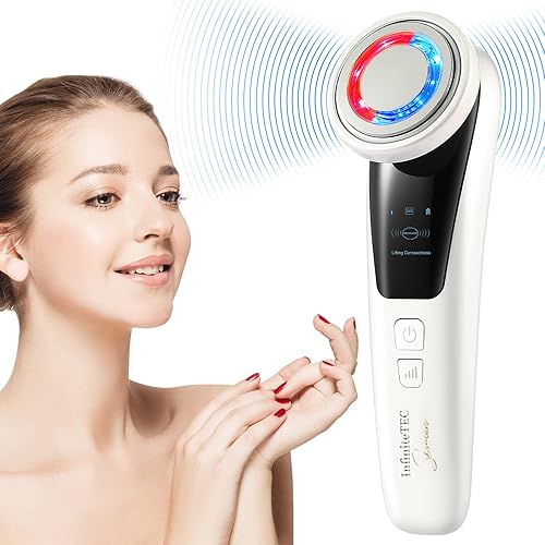 9InfiniteTEC Dispositivo de apriete facial portátil Máquina hidratante para el cuidado de la piel (blanco pelo)