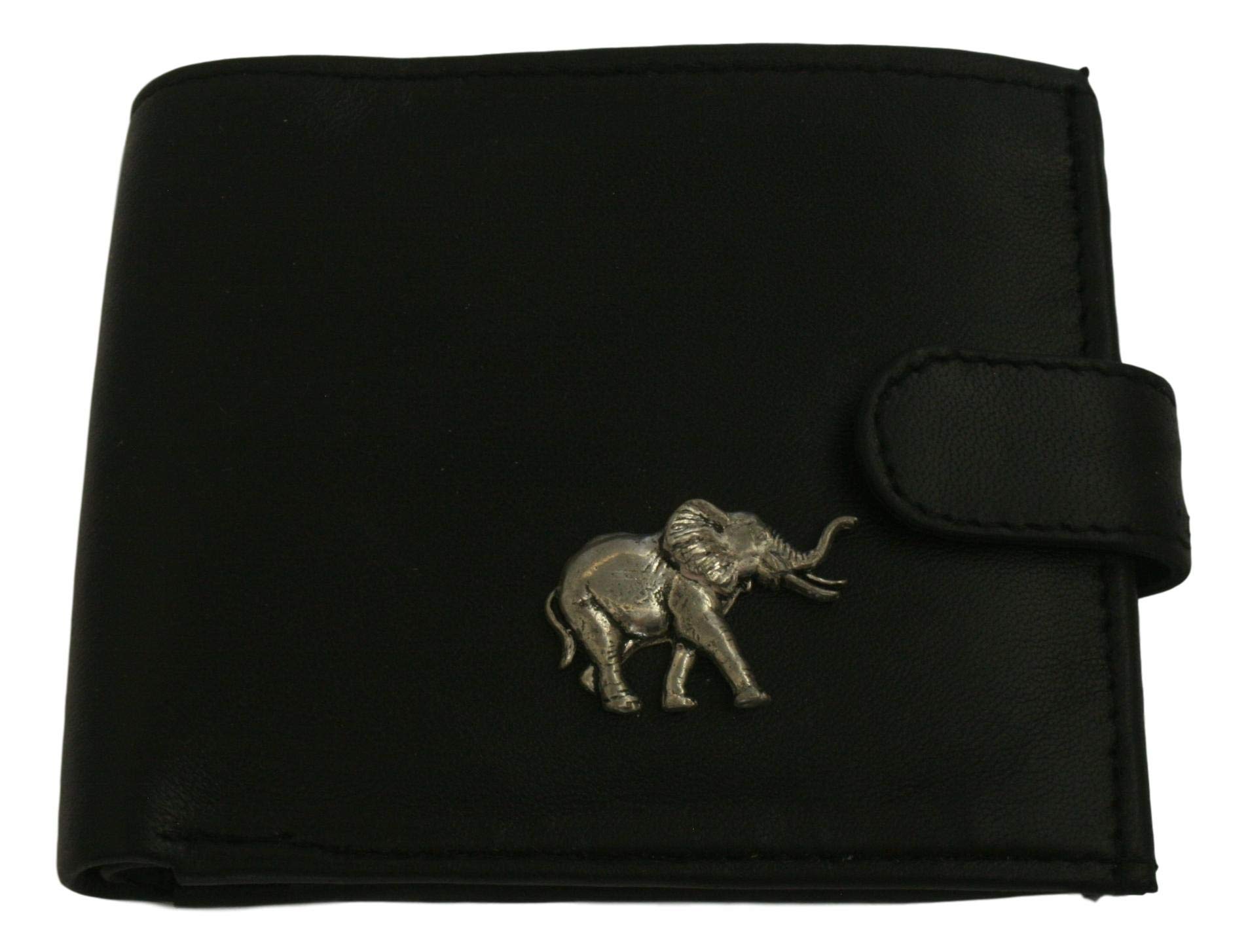 Gamekeepers Cottage giftsElephant Black Leather Mens Wallet RFID Protection