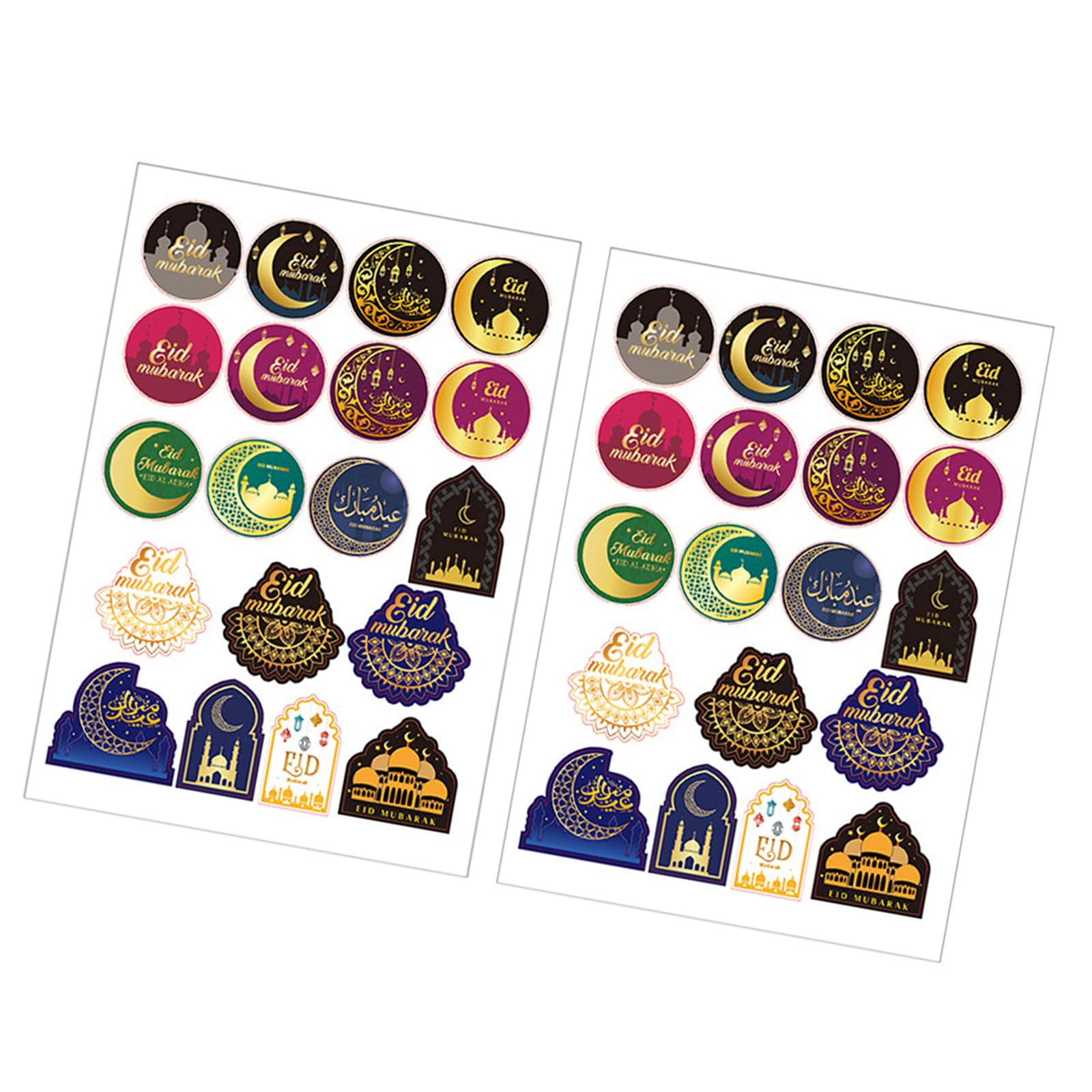 38 Pcs Ramadans Sticker Decorative Sticker Eid Mubaraks Sticker Self-Adhesive Labels for Eid Party Decorations