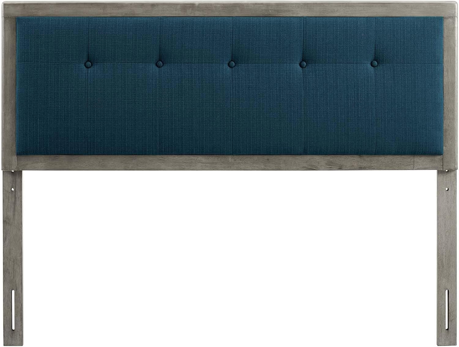 Modway Draper Tufted King Fabric and Wood Headboard in Gray Azure