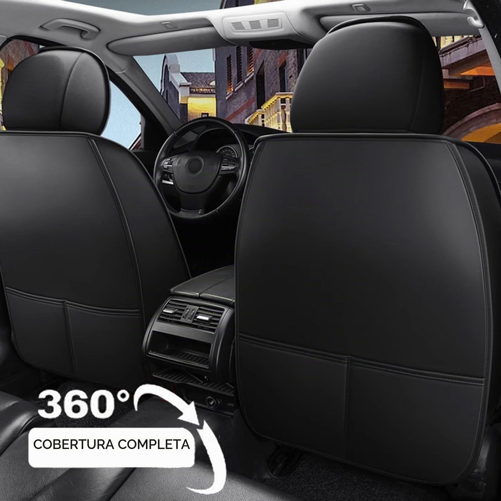 Fundas Asientos Coche, para Peugeot Rifter 2018 2019-2023 2024 2025, Fundas Asientos Coche Universales, Juegos de Cubreasientos Cuero Impermeables Coche Fundas Asientos Interior Accesorios(E(Black Cur