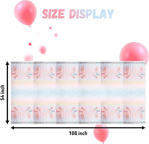 Miniatura 2 de Paquete de 3 manteles de oso de peluche, manteles de plástico para revelación de género, mantel impermeable rosa y azul para niños o niñas, baby
