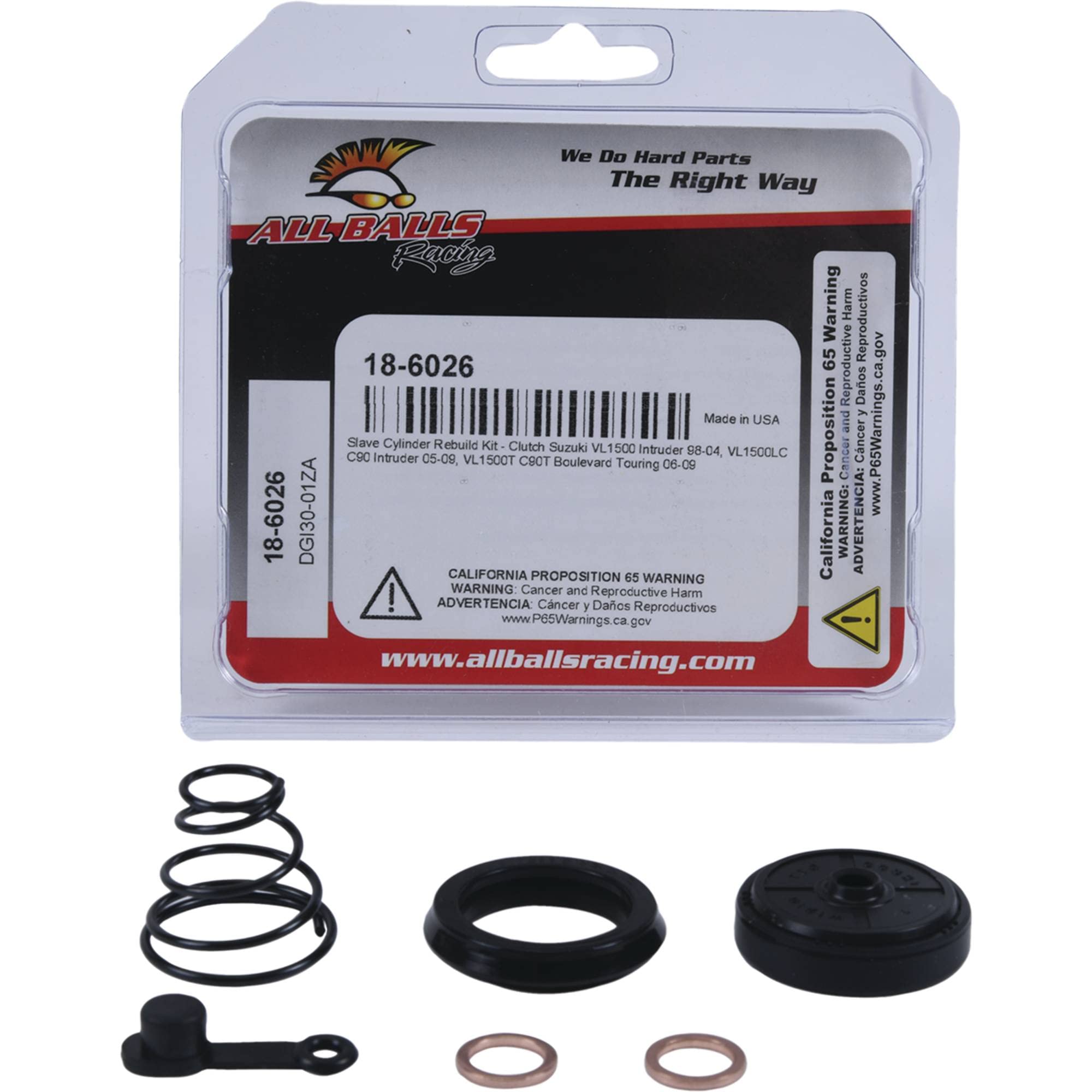 All Balls Racing 18-6026 Kupplungsnehmerzylinder Kit Kompatibel mit/Ersatz für Suzuki VL1500 Intruder 1998-2004, VL1500LC C90 Intruder 2005-2009, VL1500T C90T Boulevard Touring 2006-2009