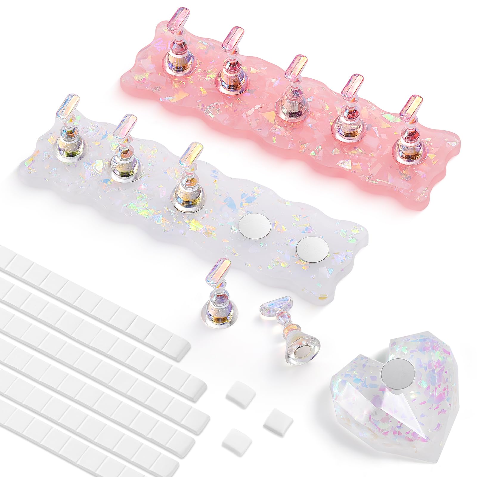 Soporte de uñas, 2 juegos de soportes de uñas para pintar uñas, kit magnético de uñas a presión, tecnología de uñas imprescindibles, herramientas de arte de uñas acrílicas para el hogar
