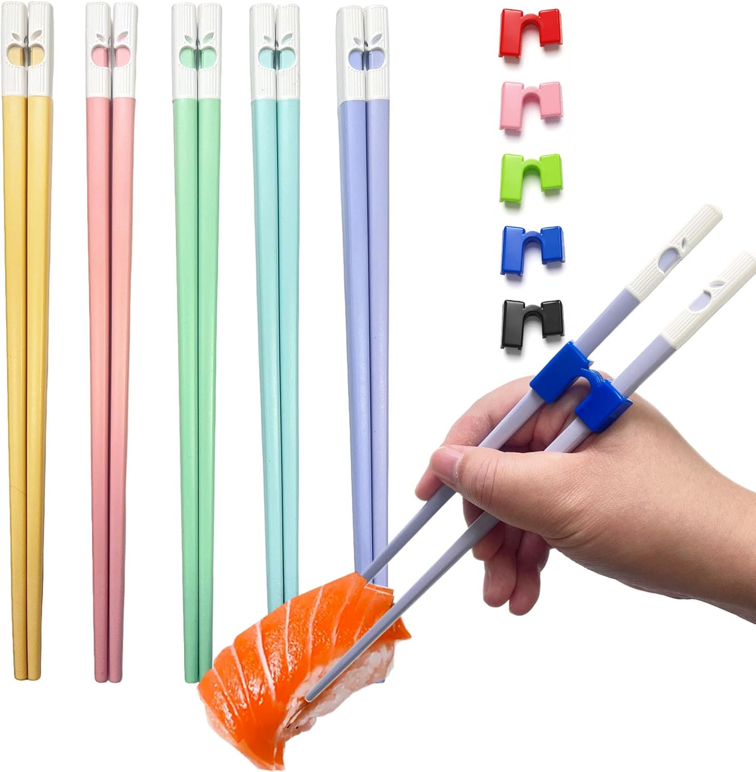 5 Pairs Reble Training Chopstis Set, Chopstis Helpers Set for