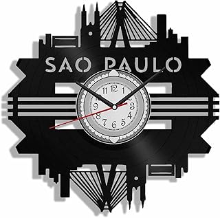 Sao Paulo Brazil Wall Clock Vinyl Record Wall Art 12 Inches Home Decoration Travel Souvenir Gifts