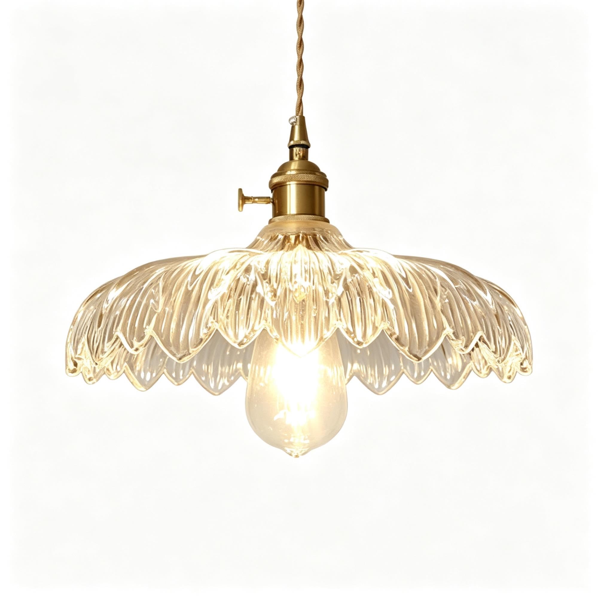 Moderno Vetro Ondulato Lampada Sospensione Fiore Vintage Pendente Arredo