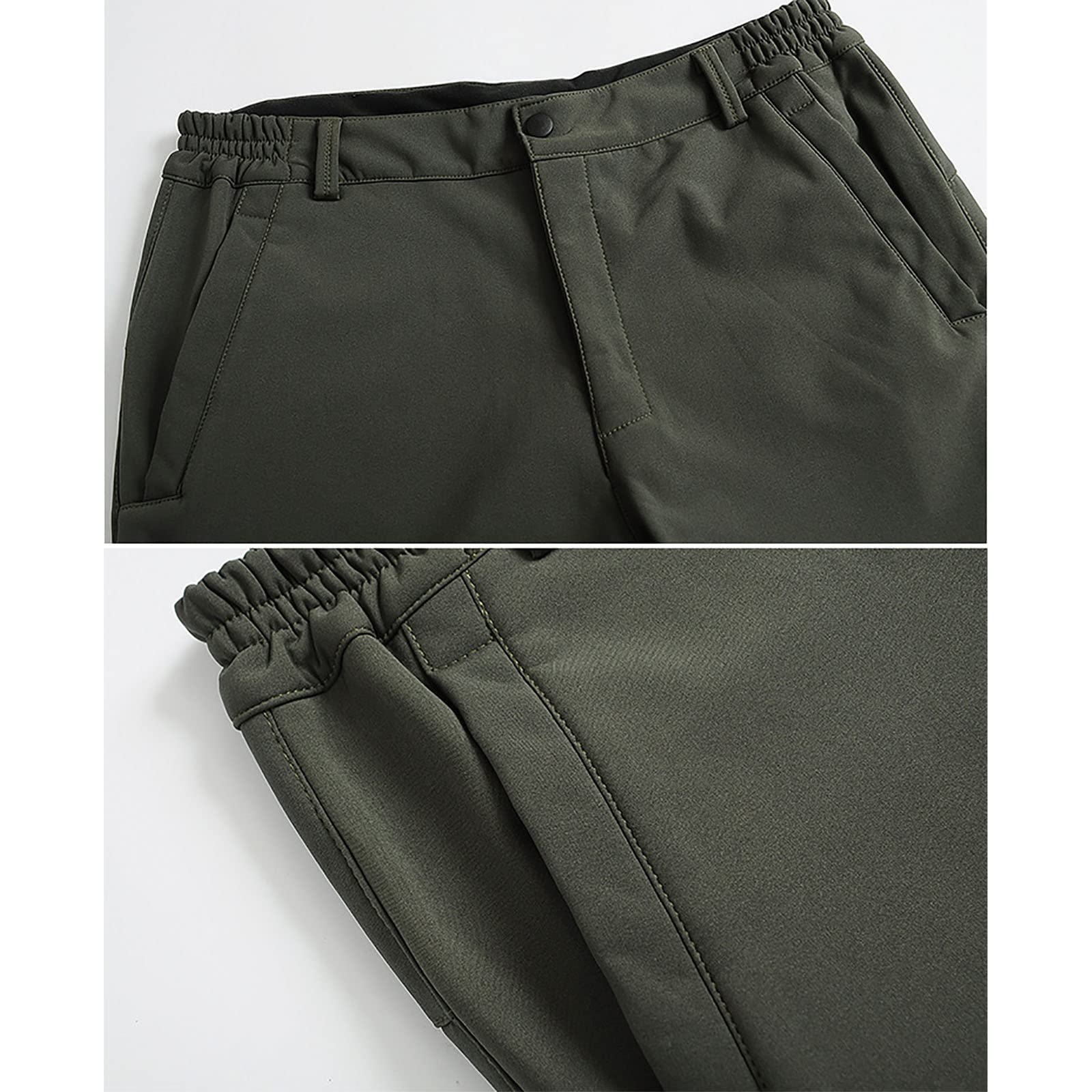 Uomo Pantaloni Trekking Invernali Impermeabile Hiking Sci Escursionismo Caldo Softshell Outdoor(Size:S,Color:Verde)
