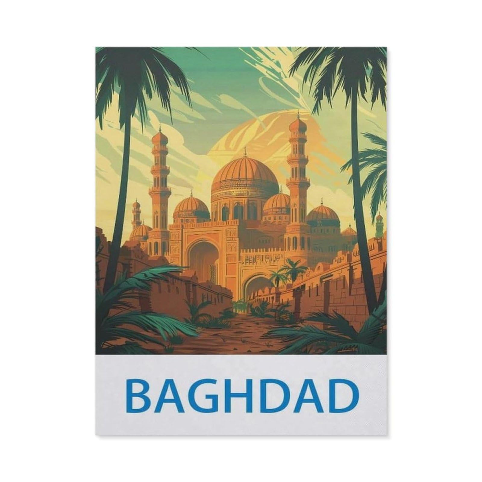 Baghdad，Metal Tin Sign,For Farmhouse Home Bathroom Garage Cafe Office Kitchen Restaurant Man Cave Vintage Art Wall Decor Poster(30x40cm）12x16 inch-EC62