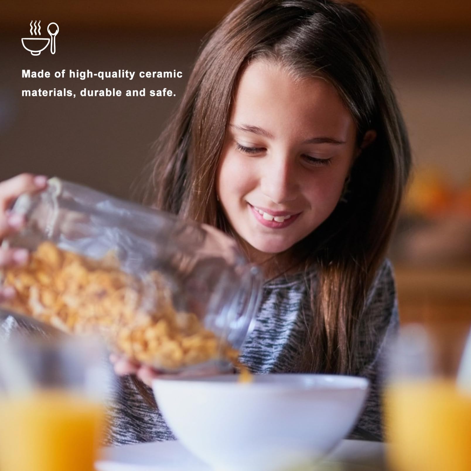 Tofficu 4 Stück Keramikschüssel Weiß mit Glatter Oberfläche und Sicheren Kanten Modische Suppenschalen für Vielfältige Gerichte in Küche