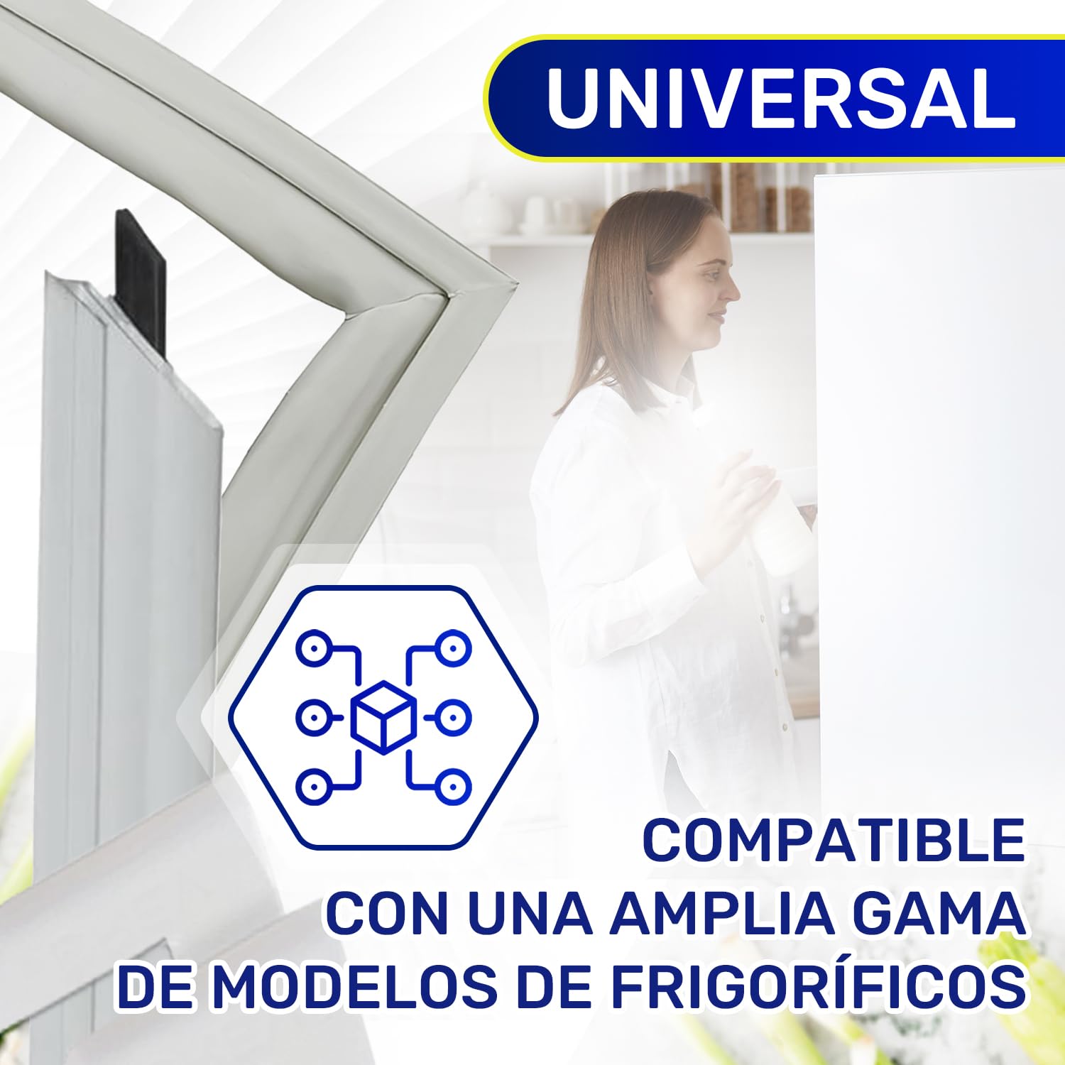 Goma Nevera Universal 2000 x 1000 mm con 2 Esquinas de Unión Incluidas - Junta Puerta Frigorifico con Inserto Magnético - MONTERAL