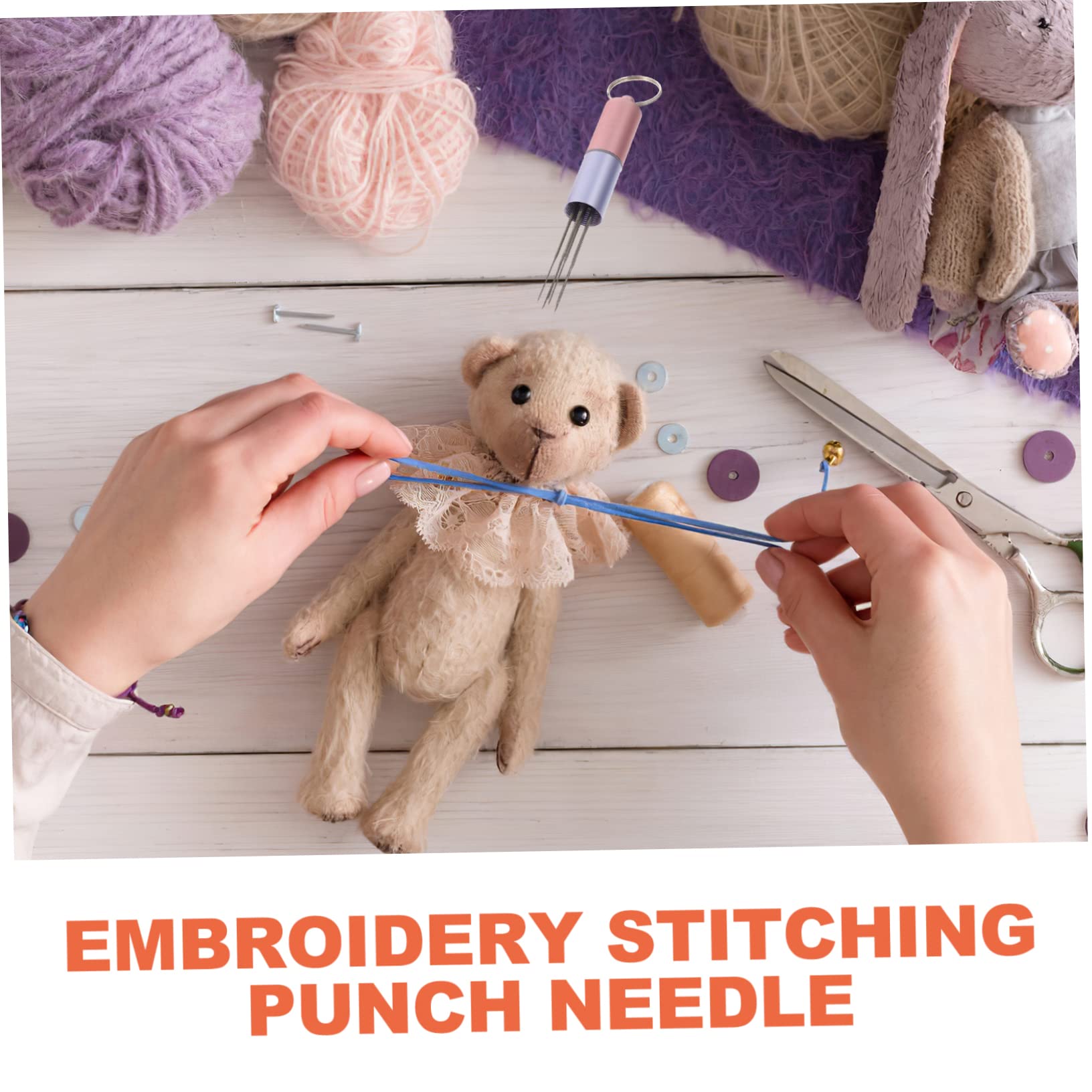 TEHAUX 5juegos Punzón Para y Manualidades Herramienta De Punch Needle Mango Ergonómico Ropa Cojines