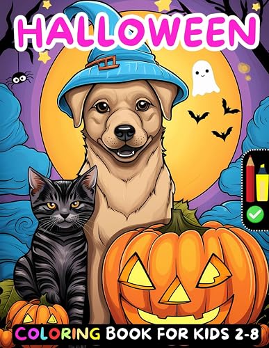 Cute Halloween Coloring Book For Kids: Over 60 Playful Pumpkins, Friendly Ghosts, Funny Bats, Witches, Cats And More! (Halloween Gift For Children)