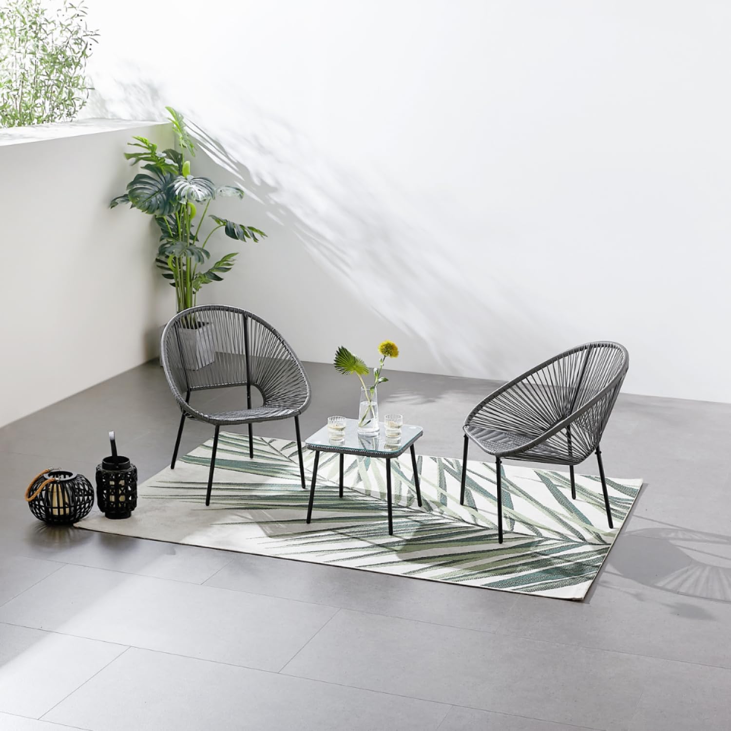 Ensemble Bistrot Acapulco 2 Fauteuils Oeuf Gris Foncé