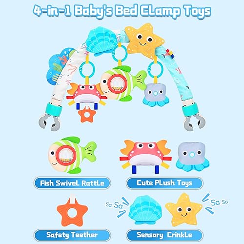 Miniatura 2 de Juguetes de asiento de automóvil para bebés de 0 a 6 meses, cochecito de arco para 6 a 12 meses, moisés móvil para bebés, juguetes para colgar,