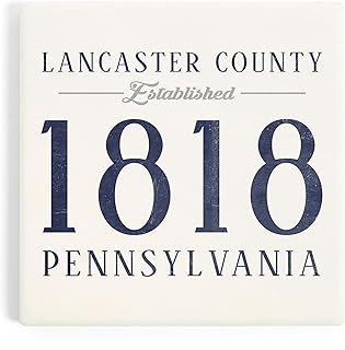 Lantern Press Lancaster County, Pennsylvania, Local Established Date (Absorbent Ceramic Coaster, Single, Cork Back, Kitchen Table Decor)