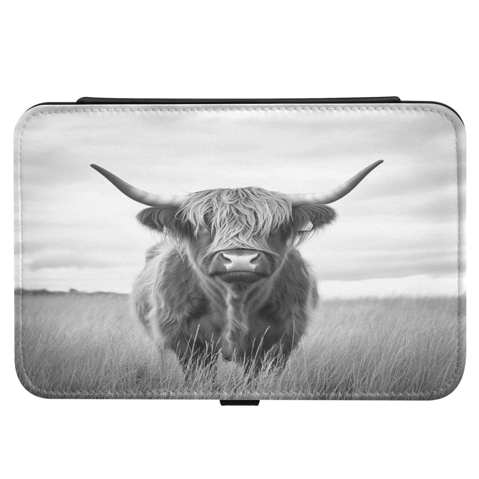 Haskirky Highland Cow Jewelry Box Portable PU Leather Travel Jewelry Organize for Women Jewelry Storage Display Holder for Ring, Necklace, Earring