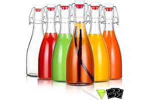 YEBODA (6-Pack) 12oz Glass Swing Top Bottles with Airtight Rubber Seal Flip Caps