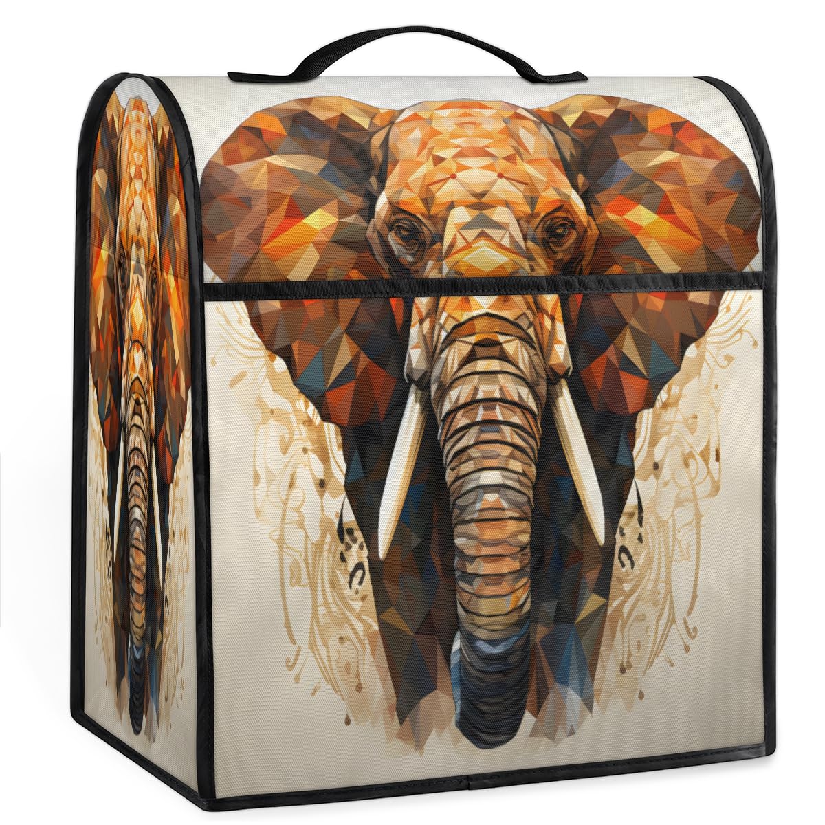 Coffee Maker Cover Geometry Elephant Printing Kitchen Appliance Covers Small Appliance Covers Blender Cover Juicer Cover Dust Covers for Kitchen Appliances with Top Handle and Pockets,Washable,C641