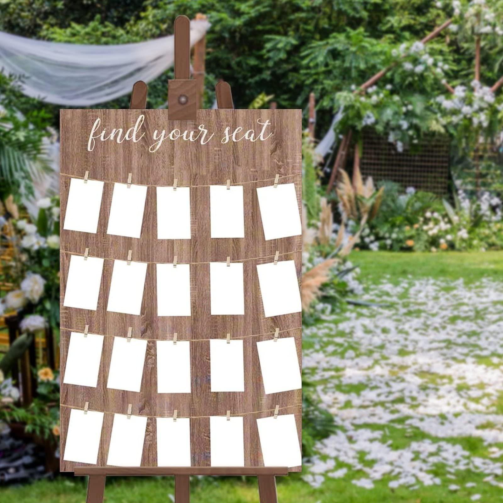 Hochzeitsschild mit Aufschrift "Find Your Seat", rustikales Hochzeitsschild, Holzschild, Sitztafel, Hochzeitsdekoration, 61 x 91,4 cm