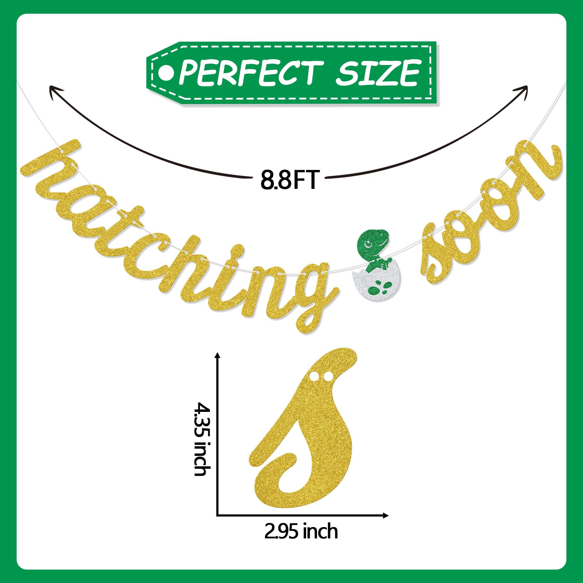 Aumccxz Hatching Soon Banner Dinosaur Baby Shower Decorations A Little Dinosaur Is About to Hatch Baby Shower Gender Reveal Party Decorations Gold - Image 2