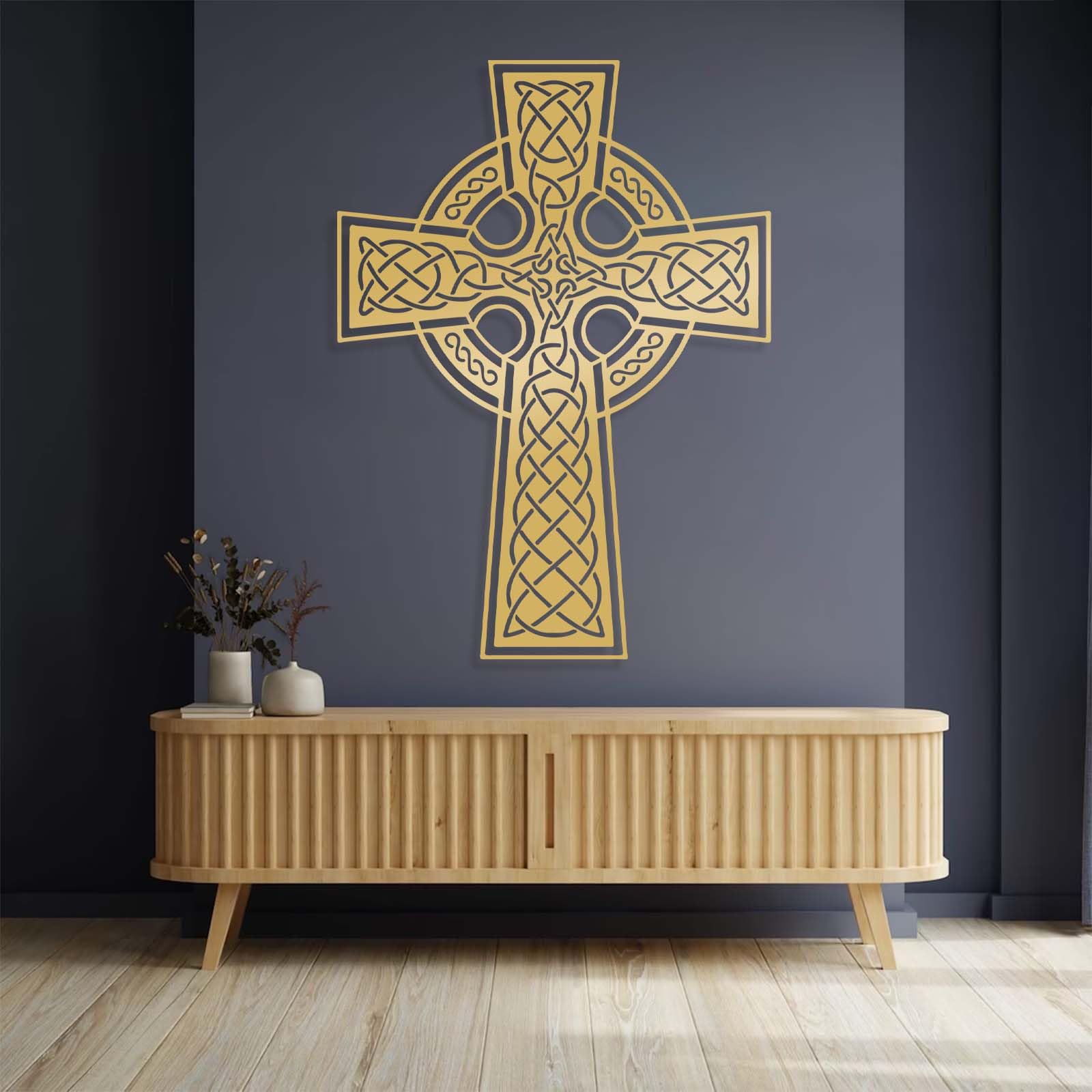 Décoration Murale en métal, nœud décoratif, à Suspendre, Art de bénédiction Irlandaise, Panneaux, décoration intérieure (doré, 121 x 88 cm)