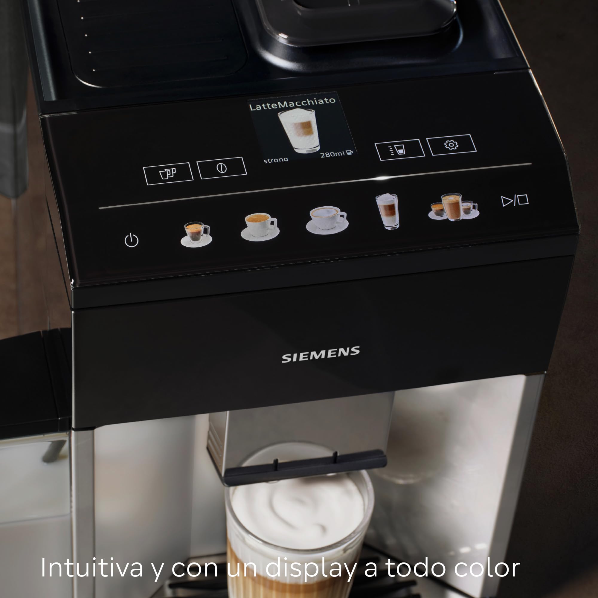 SIEMENS - Cafetera superautomática, EQ500, limpieza autoMilk, Display TFT Touch&Slide, función oneTouch doubleCup, plateado/negro, TQ513R01
