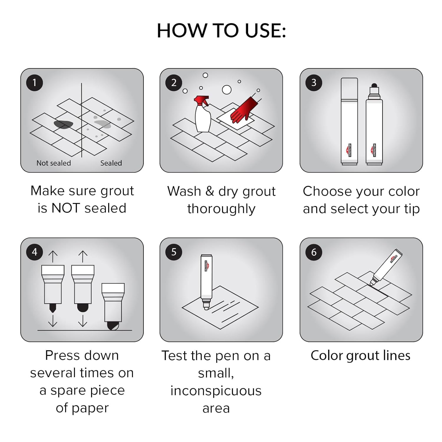 X-Protector Water Based Grout Marker - 2 PCS with 8 Tips, Beige