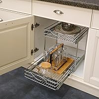 Vista 5 de Organizador de gabinete extraíble de 20 pulgadas de ancho x 21 pulgadas de profundidad, cajón individual deslizante de 2 niveles, estante
