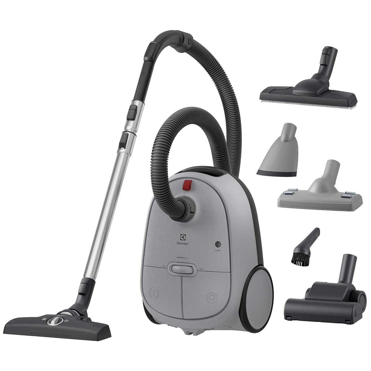 Electrolux Odkurzacz Workowy Animal 600 EB61A5UG, szczotki Dust Magnet Silent, doskonale zbiera sierść zwierząt, dużą siłę asysania,12-metrowy zasięg, 73 dB, 750 WW, 230 VV, Miejska Szary