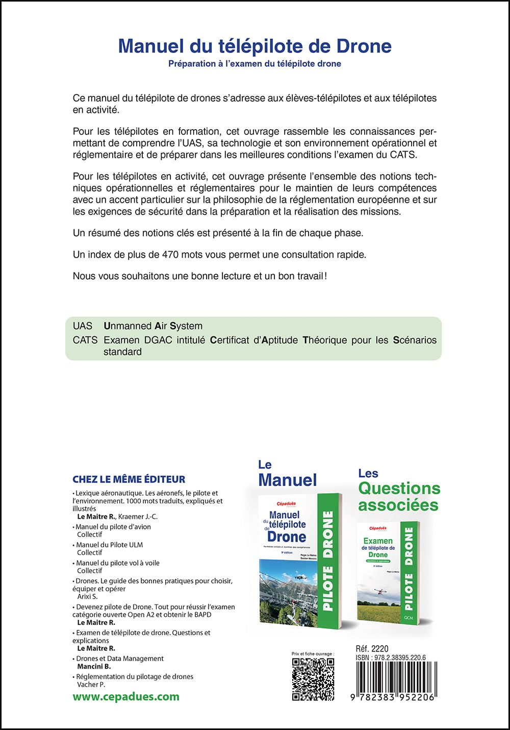 Manuel du télépilote de Drone 9e édition - CATS - Formation initiale et maintien des compétences