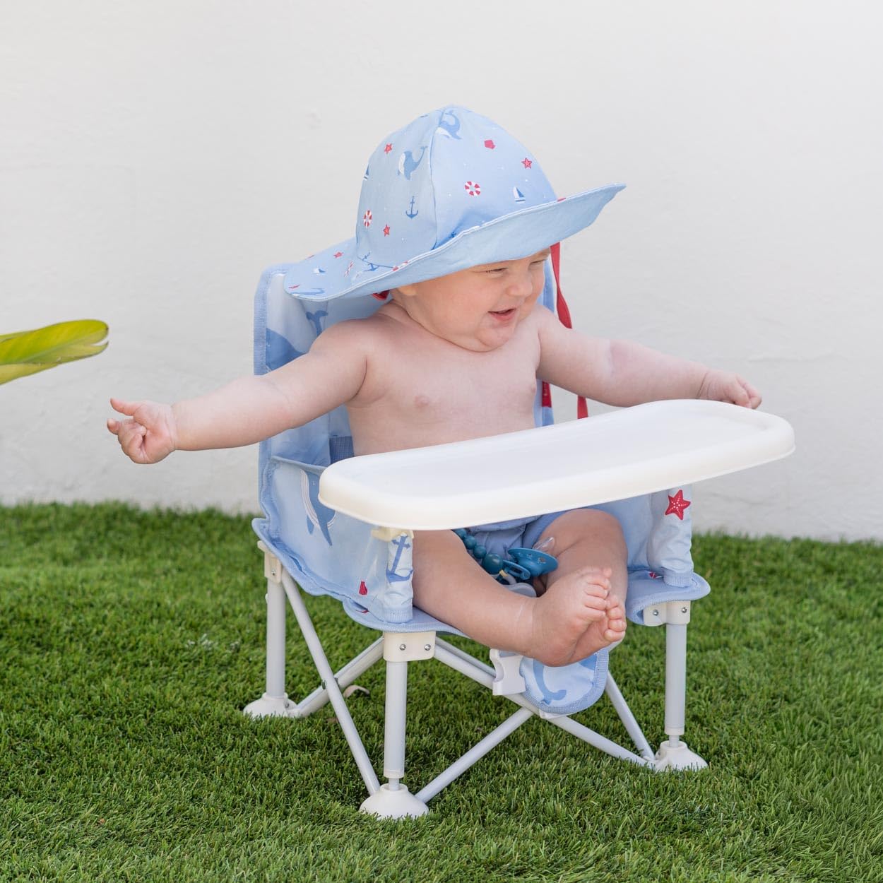 Flamingueo Chaise de Plage Légère - Pliable - pour Bébés - 6-36 Mois - Tissu Polyester et Acier - Imperméable - Sac de Transport Inclus - Bleu