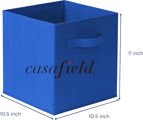 Miniatura 7 de Casafield Juego de 6 cubos de almacenamiento plegables de tela, color azul real, cestas plegables de tela de 11 pulgadas para estantes,