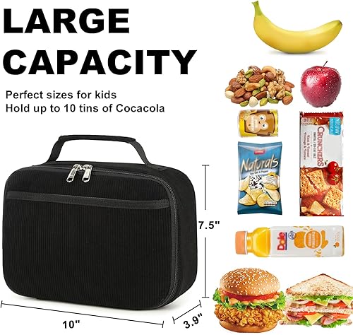 Miniatura 3 de Bluboon Lonchera con aislamiento para niños y niñas, para la escuela, lonchera de pana, organizadora, bolsa de almuerzo para niños y niñas (pana