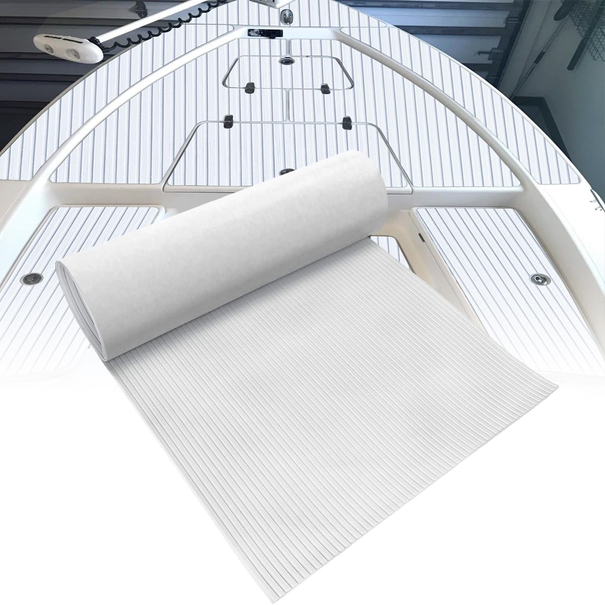HZCHIONE Boat Flooring EVA Foam Boat Decking Non-Slip Boat Mat Self-Adhesive Foam Boat Deck Flooring Carpet Mat Rolls for Kayak Deck Boat Yacht Flooring Motorboat,White 120x41cm — image 1