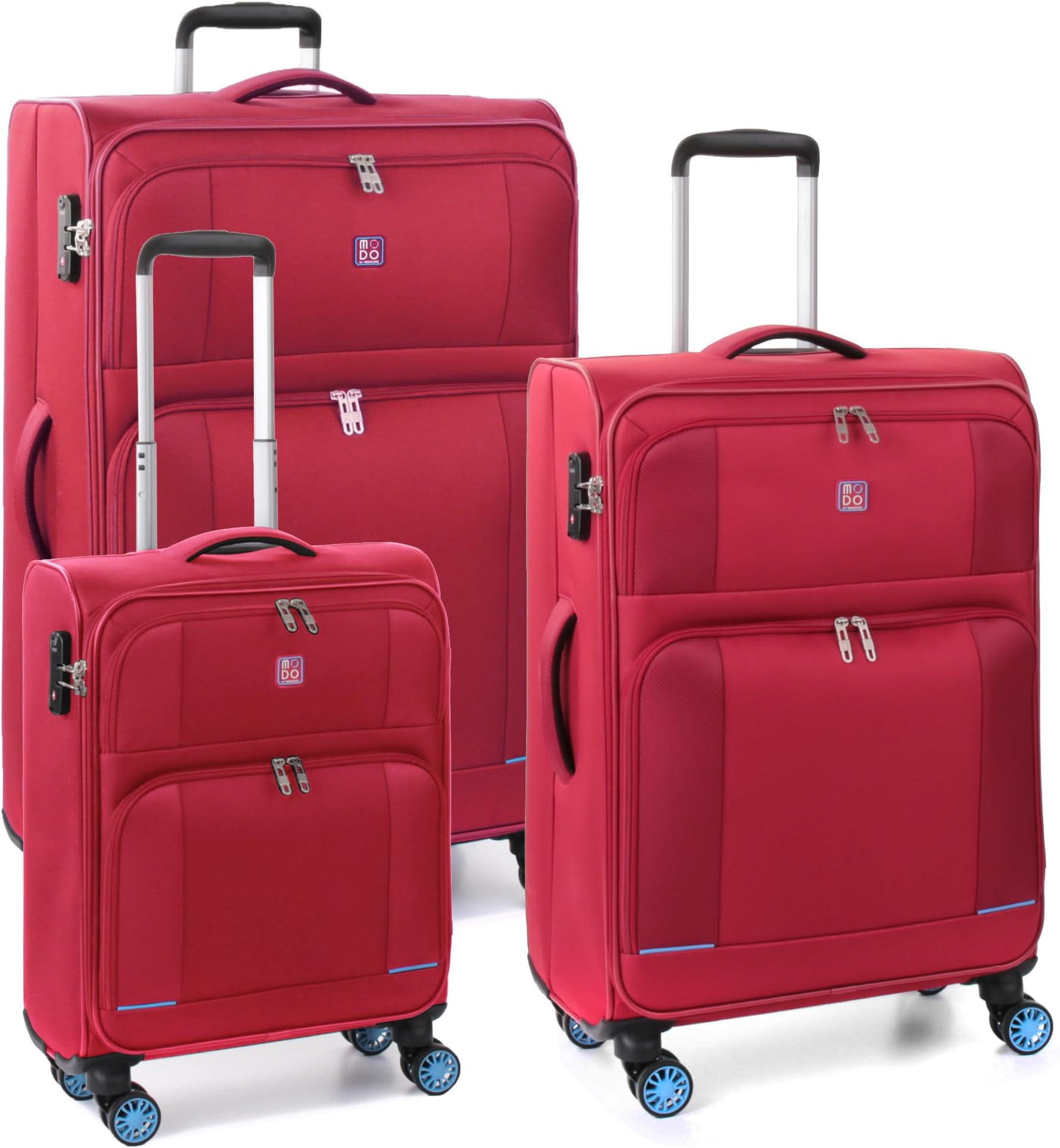 Set of 3 Soft suitcases, Red, 78 x 46 x 30 cm
