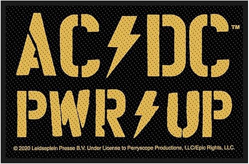 AC/DC ACDC Amarillo PWR UP Logo Patch Hard Rock Music Band Tejido Coser En Apliques