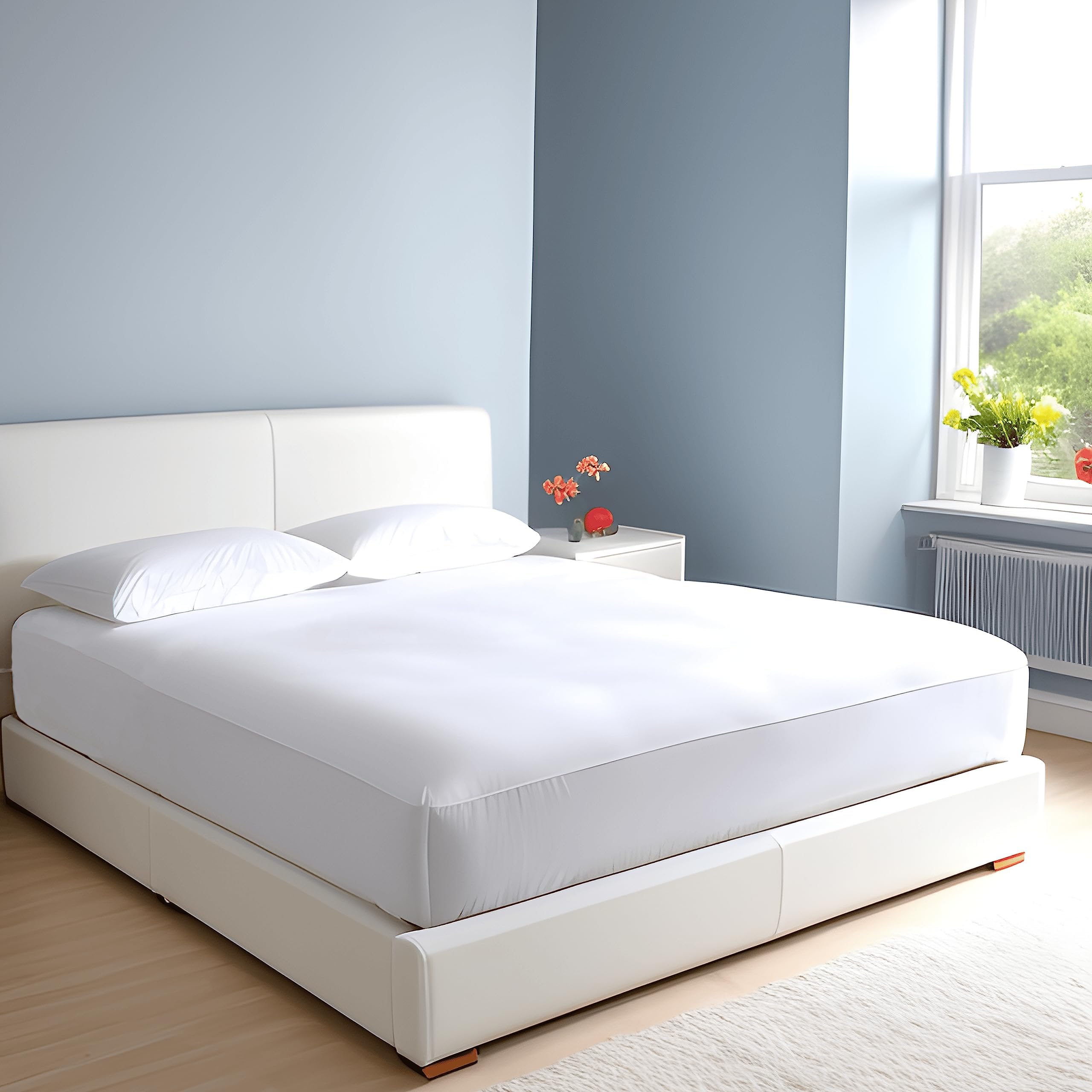 BuyJoy 100% Egyptian Cotton 10"/25CM Deep sheets Fitted - Single - Double - King - Super King Size - Bedding Bed Sheet (Super King, White)