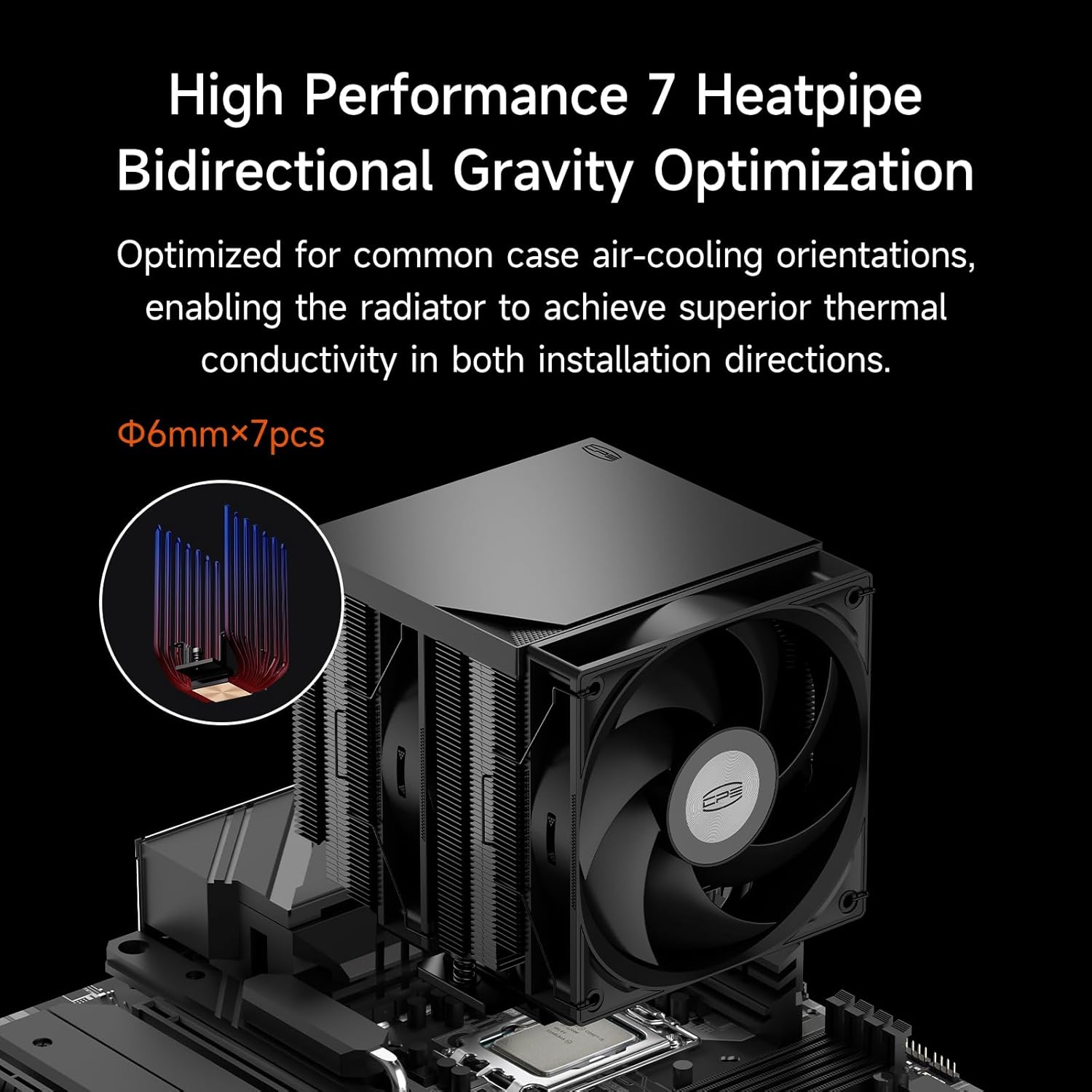 PCCOOLER CPU Air Cooler Dual-Tower, 7×6mm Heatpipes, 120mm Hydraulic PWM Fan, Anti-Deformation Bracket, Wavy Fin Stack, Copper Reflow Base, Intel LGA1851/1700 & AMD AM5 Compatible(RT720 TC BK)