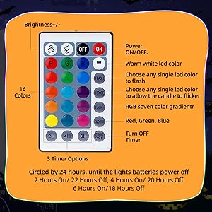 Litake Halloween Jack-O-Lantern Lights Dimmable Timer Color Changing Pumpkin Lights Remote Control LED Battery Operated Lights with Push Touch Stick on Pumpkin Lighting for Halloween Decoration 3 Pack
