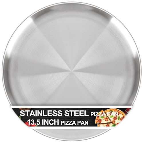AWTBDP 13½ Inch Pizza Pan for Oven, Nonstick Large Round Stainless Steel Pizza Pan