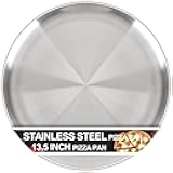 AWTBDP 13½ Inch Pizza Pan for Oven, Non-Stick Large Round Stainless Steel Pizza Pans, Durable Non-Toxic Pizza Tray for Cookie Pizza Pie Cake, Easy Clean & Dishwasher Safe