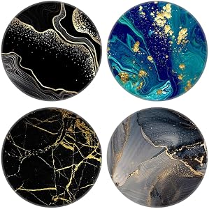 MOKKI 4 Pack Phone Grip,Cell Phone Holder for Smartphone,Finger Expanding Kickstand Stand - Luxury Black Rose Gold Marble Blue Gray