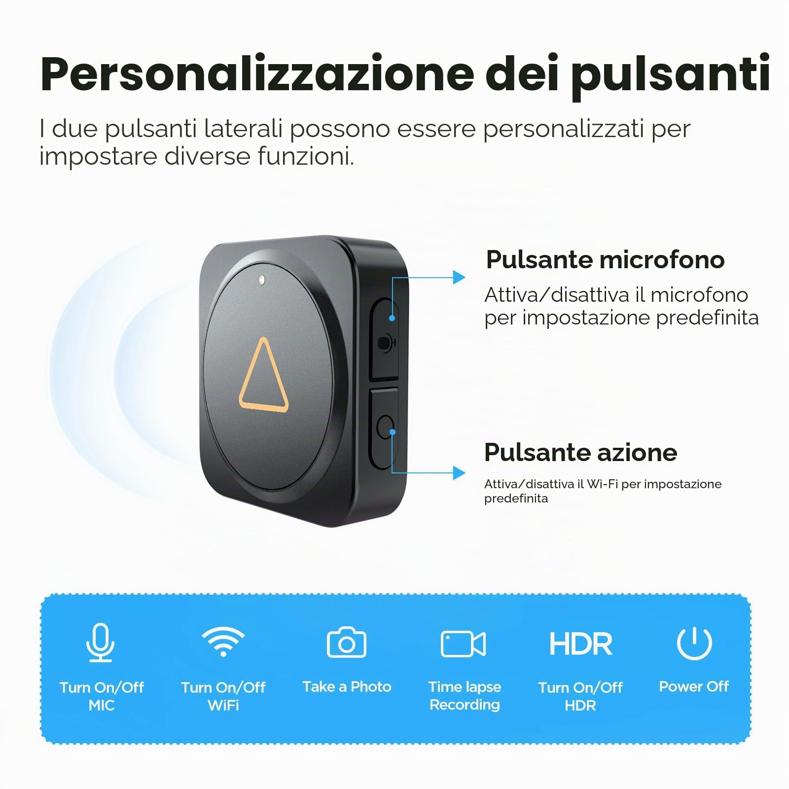 (BTR200)Telecomando wireless Bluetooth ufficiale VIOFO per fotocamera Dashboard dashcam serie A139/229 Plus /A229 Pro /VS1 per Registrazione di Emergenza