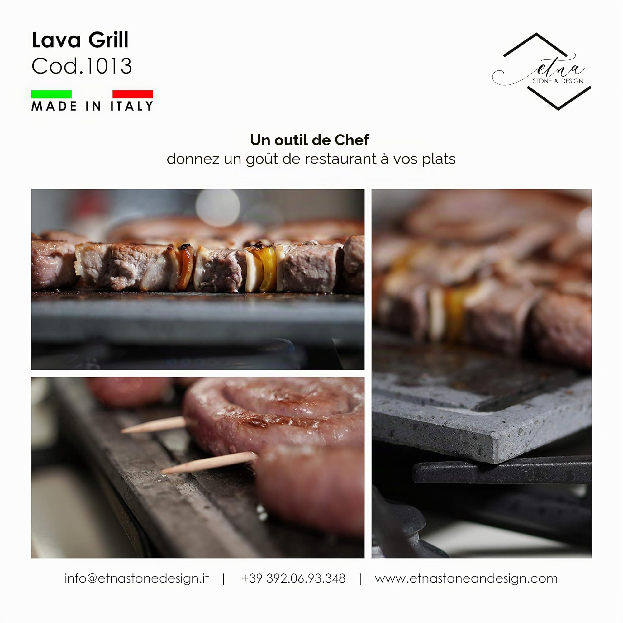 LAVA GRILL Basic 30 x 30 cm PLAQUE DE CUISSON EN PIERRE DE LAVE ETNEA POLIE POUR FOUR ET BARBECUE CUISSON VIANDE, POISSON, LÉGUMES ET PIZZA