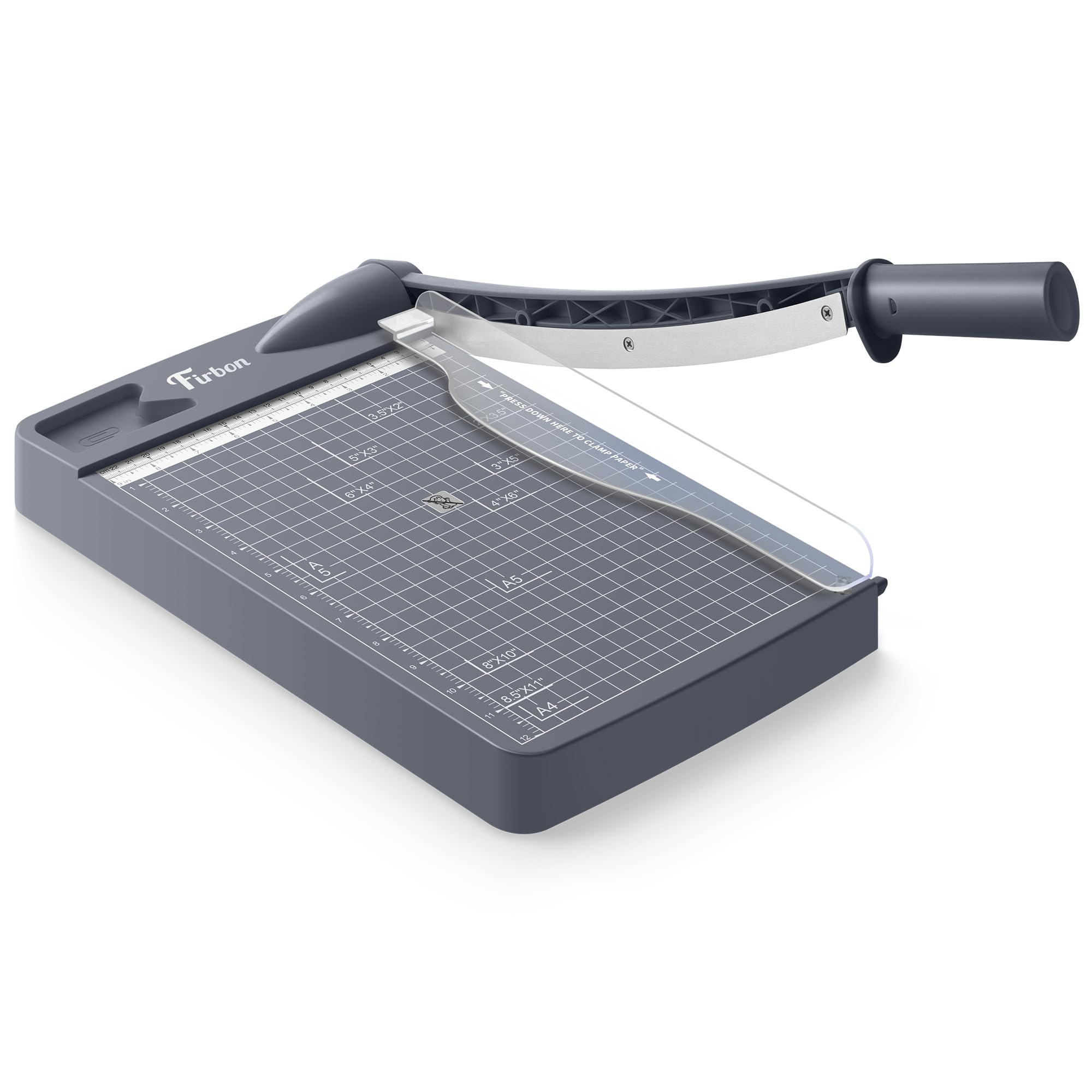 Firbon 12" Guillotine Paper Cutter, Heavy Duty 12-Sheet Capacity Trimmer for Cardstock, Photos, Scrapbooking, Office, Classroom, Studio (Gray)