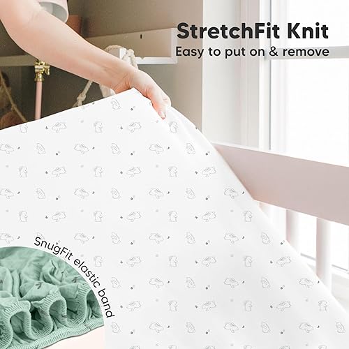 Miniatura 6 de Paquete de 2 sábanas para cuna para niños y niñas, viscosa derivada de bambú, sábanas orgánicas para cuna de bebé, sábana de colchón para cuna,