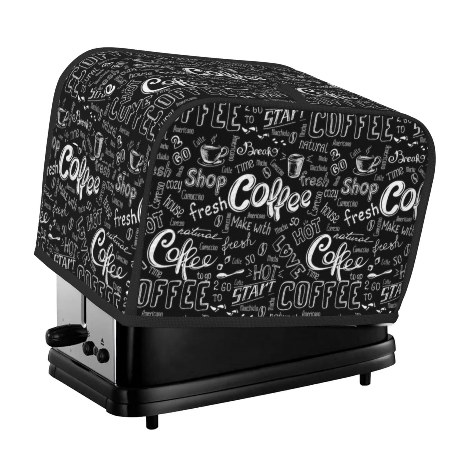 Toaster Cover 2 Slice with Coffee Pattern Dustproof Bread Maker Cover Fingerprint Bakeware Protection Wide Slot Toaster Bag Reusable Kitchen Small