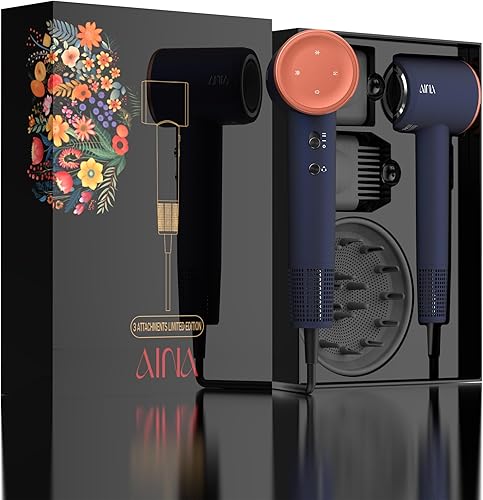 AINA Secador de pelo, secador de pelo con cepillo difusor peine para mujer - Secador de pelo BLDC - Motor sin escobillas, 110,000 RPM ligero, viaje